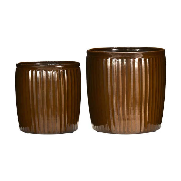 Groove planter 2 parts small - Brown - House Doctor