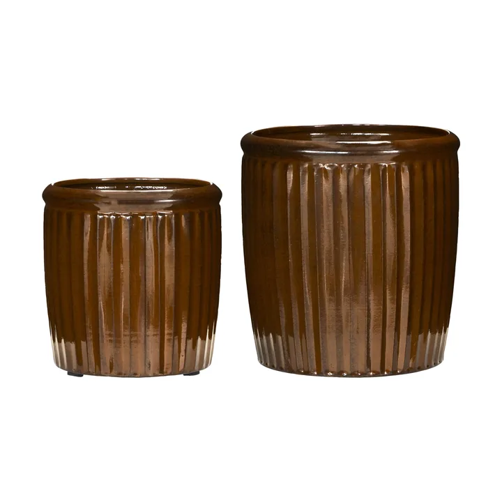 Groove planter 2 parts small - Brown - House Doctor