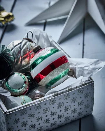 Happy Christmas tree bauble Ø8 cm 4-pack - Multi - House Doctor