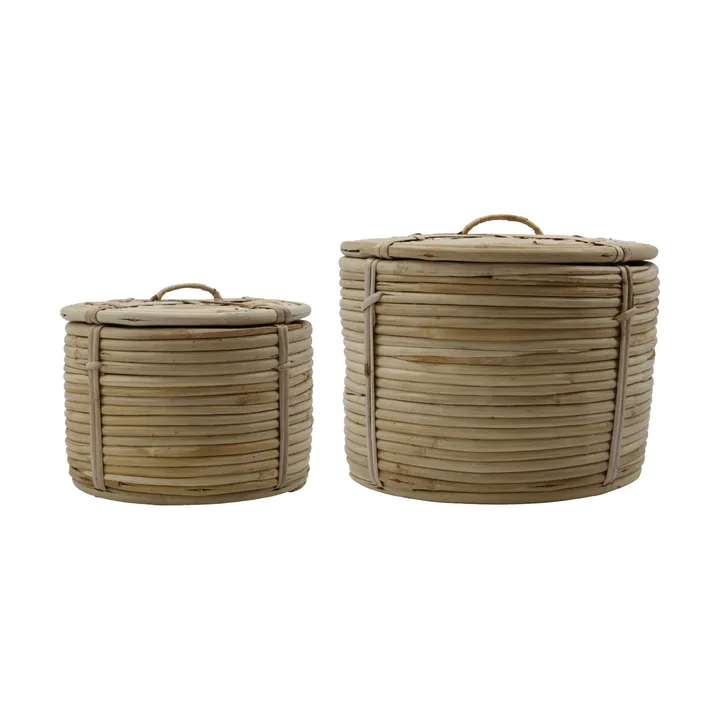 House doctor basket with lid 2 parts - Nature - House Doctor