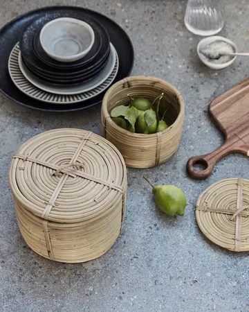 House doctor basket with lid 2 parts - Nature - House Doctor