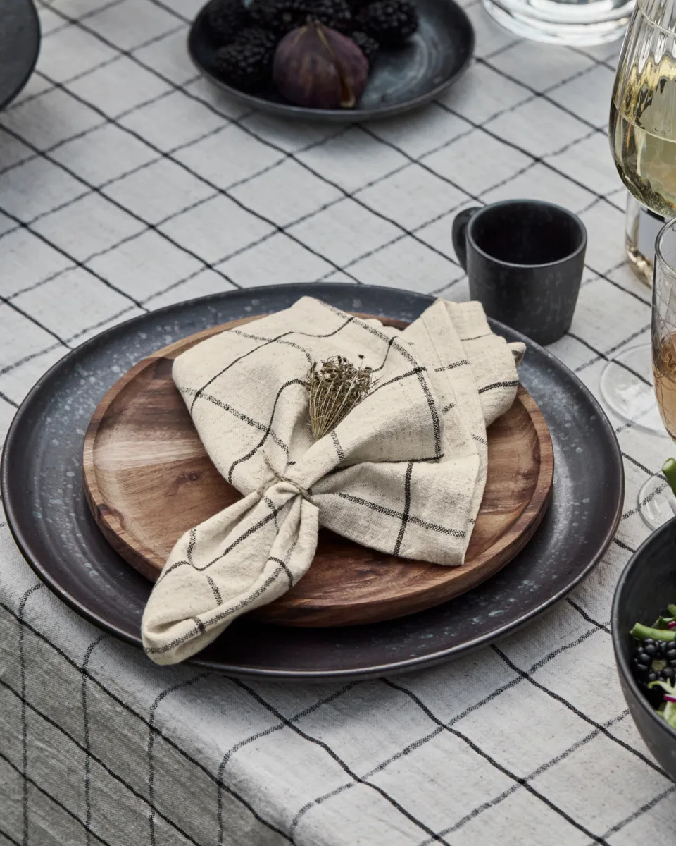 Join cloth napkin 40x40 cm 4-pack, Black-off white House Doctor