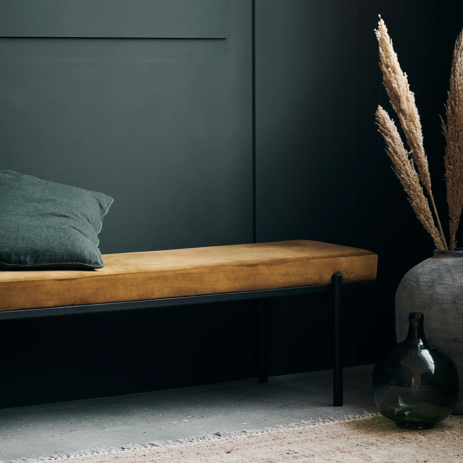 Lao bench, Dark olive, 160 cm House Doctor
