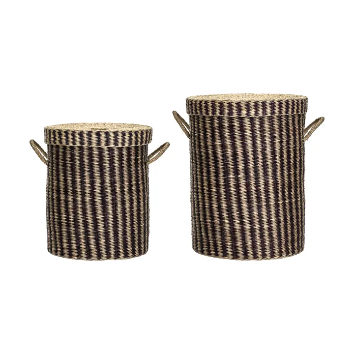 Laundry basket with lid 2 pieces - Natural brown - House Doctor