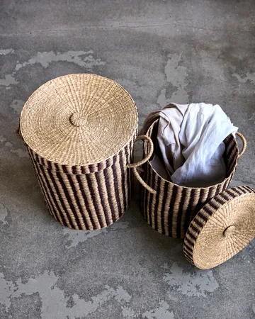 Laundry basket with lid 2 pieces - Natural brown - House Doctor