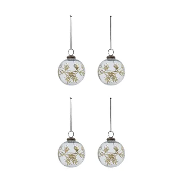Leaf Christmas tree ornament Ø7.5 cm 4-pack - Clear gold - House Doctor