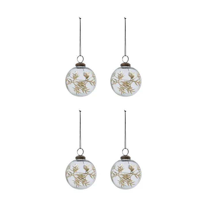 Leaf Christmas tree ornament Ø7.5 cm 4-pack - Clear gold - House Doctor