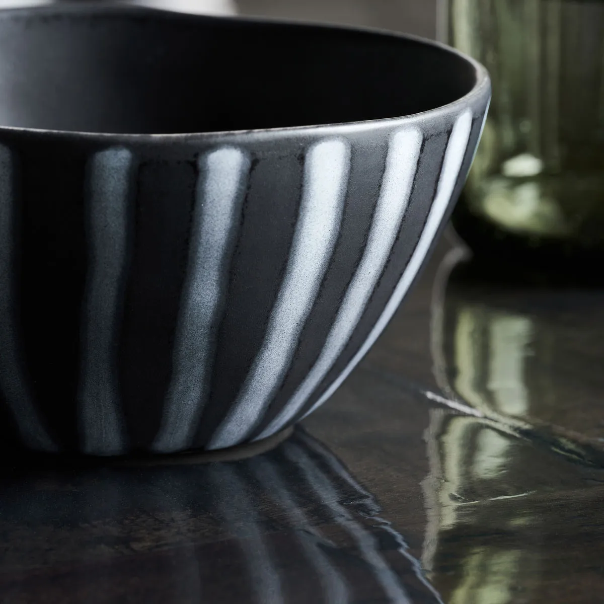Line bowl Ø12 cm, Black-brown House Doctor