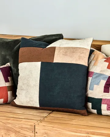 Patch cushion cover 50x50 cm - Black-sand-brown - House Doctor