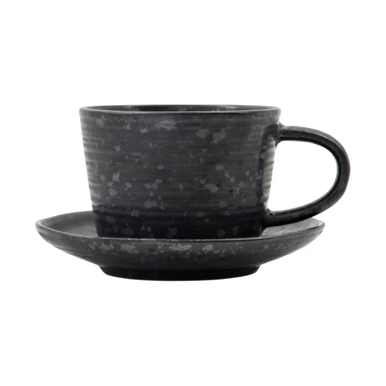 Pion cup with saucer 23 cl, Black-brown House Doctor