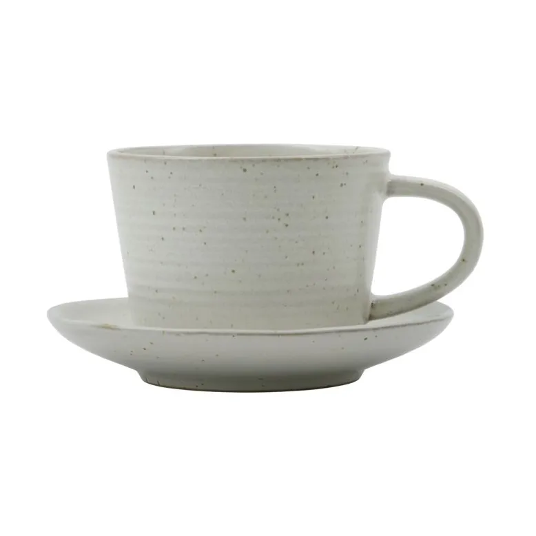 Pion cup with saucer 23 cl, Grey-white House Doctor