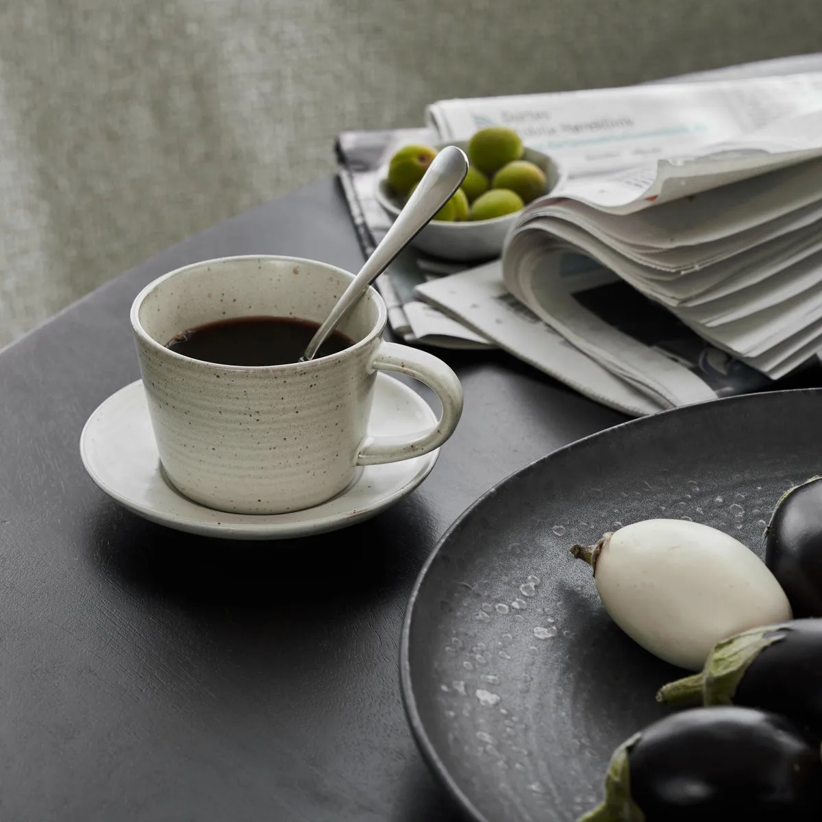Pion cup with saucer 23 cl, Grey-white House Doctor
