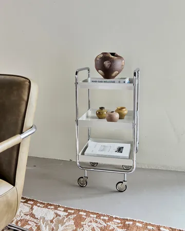 Roll trolley with removable tray - Off-white-chrome - House Doctor