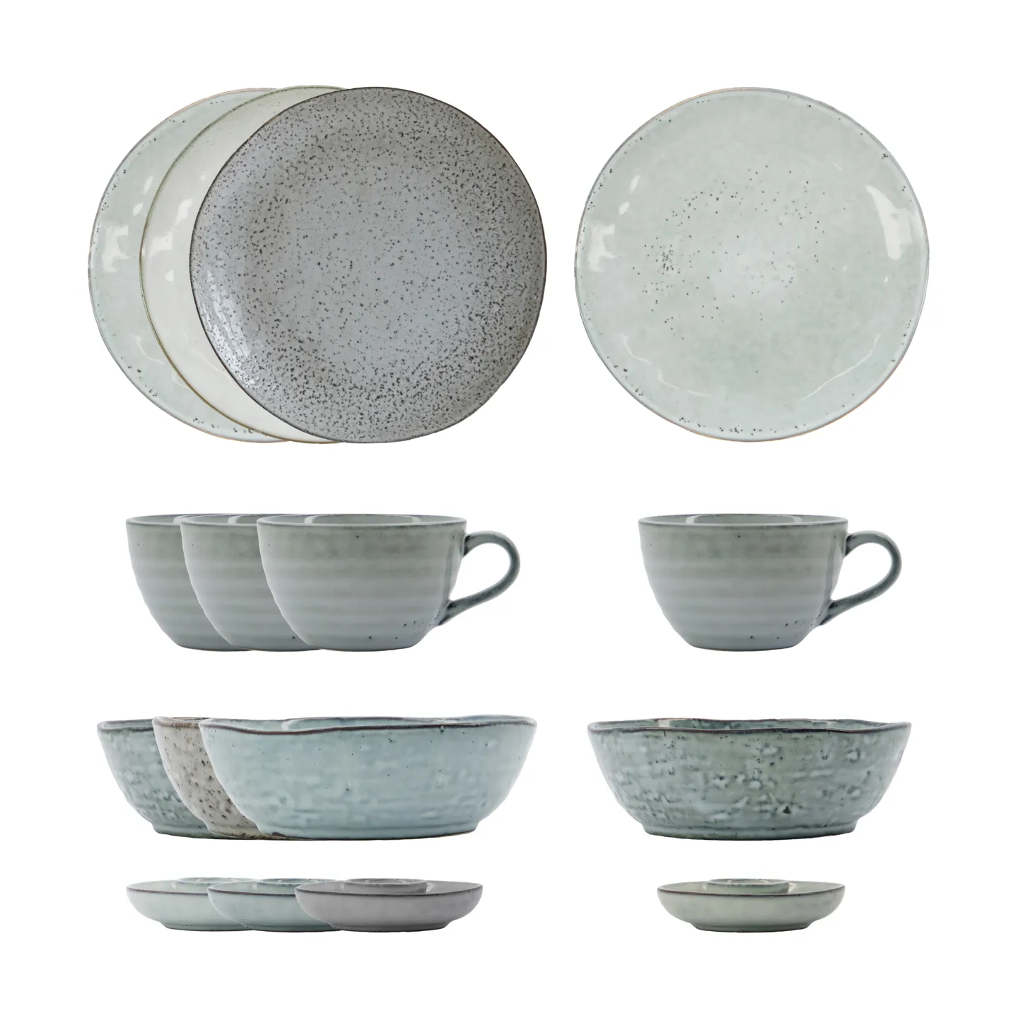 Rustic brunch set 16 pieces, Gray-blue House Doctor