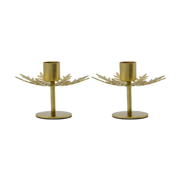 Snowflake candle holder 2-pack - Antique brass color - House Doctor