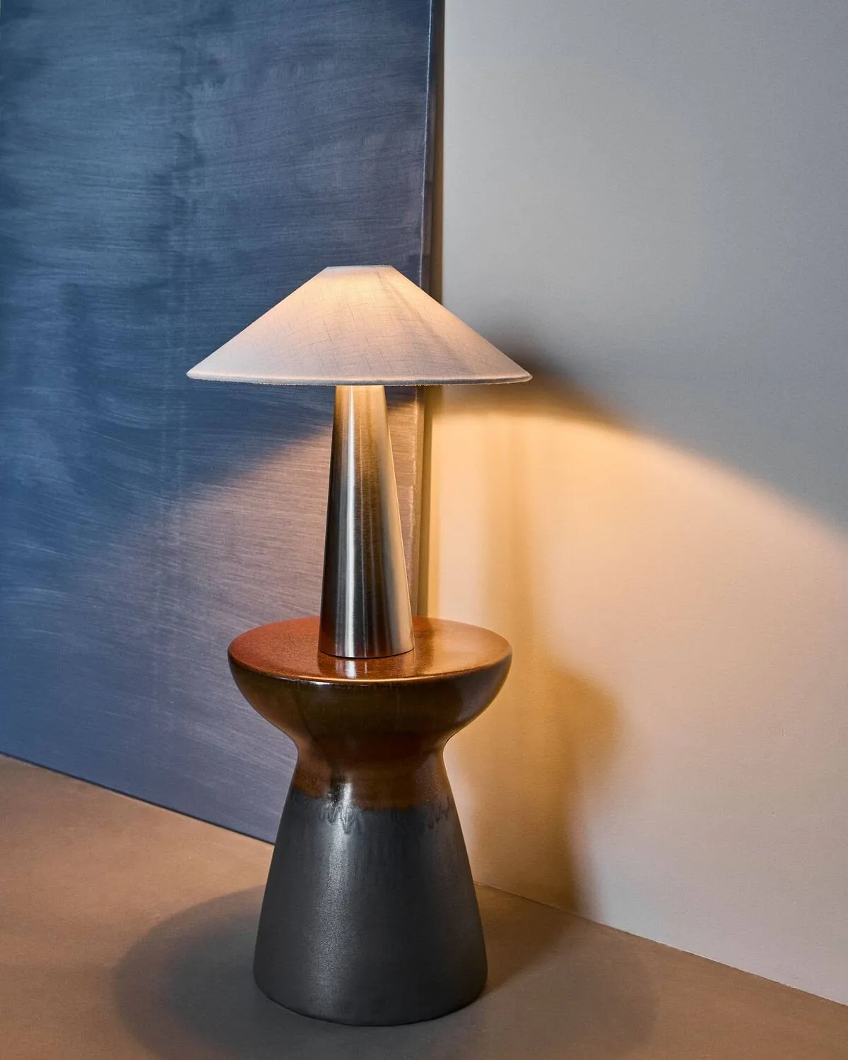 Soffi table lamp, Brushed silver-Off-White, Ø42x48 cm House Doctor