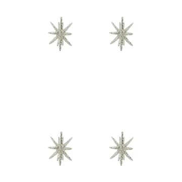 Spike Christmas tree star Ø7.5 cm 4-pack - Silver brass glitter - House Doctor