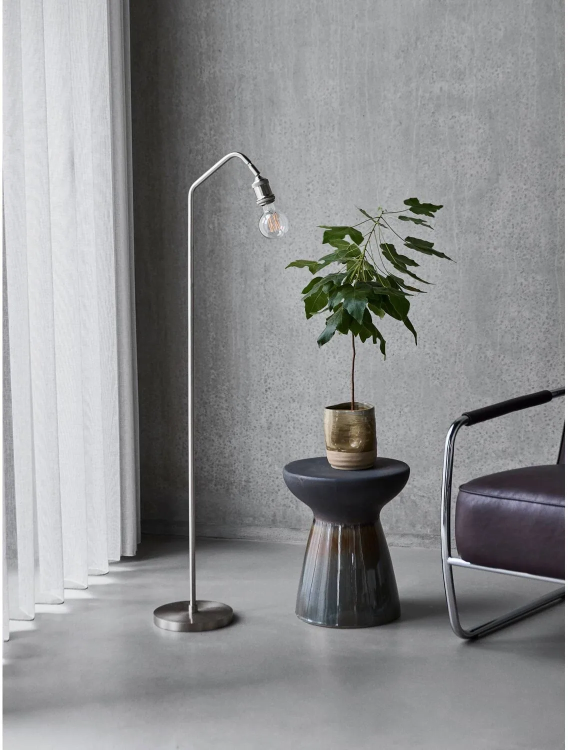 Stand floor lamp, Brushed silver colour, 129.5 cm House Doctor