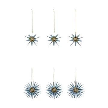 Stari Christmas ornaments, 6 pieces - Light blue - House Doctor