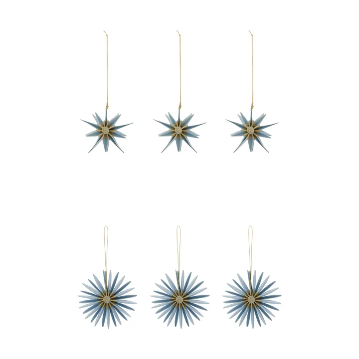 Stari Christmas ornaments, 6 pieces - Light blue - House Doctor