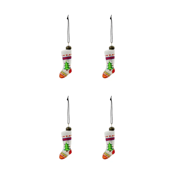 Stok Christmas stocking ornament, 4-pack - Red, white - House Doctor