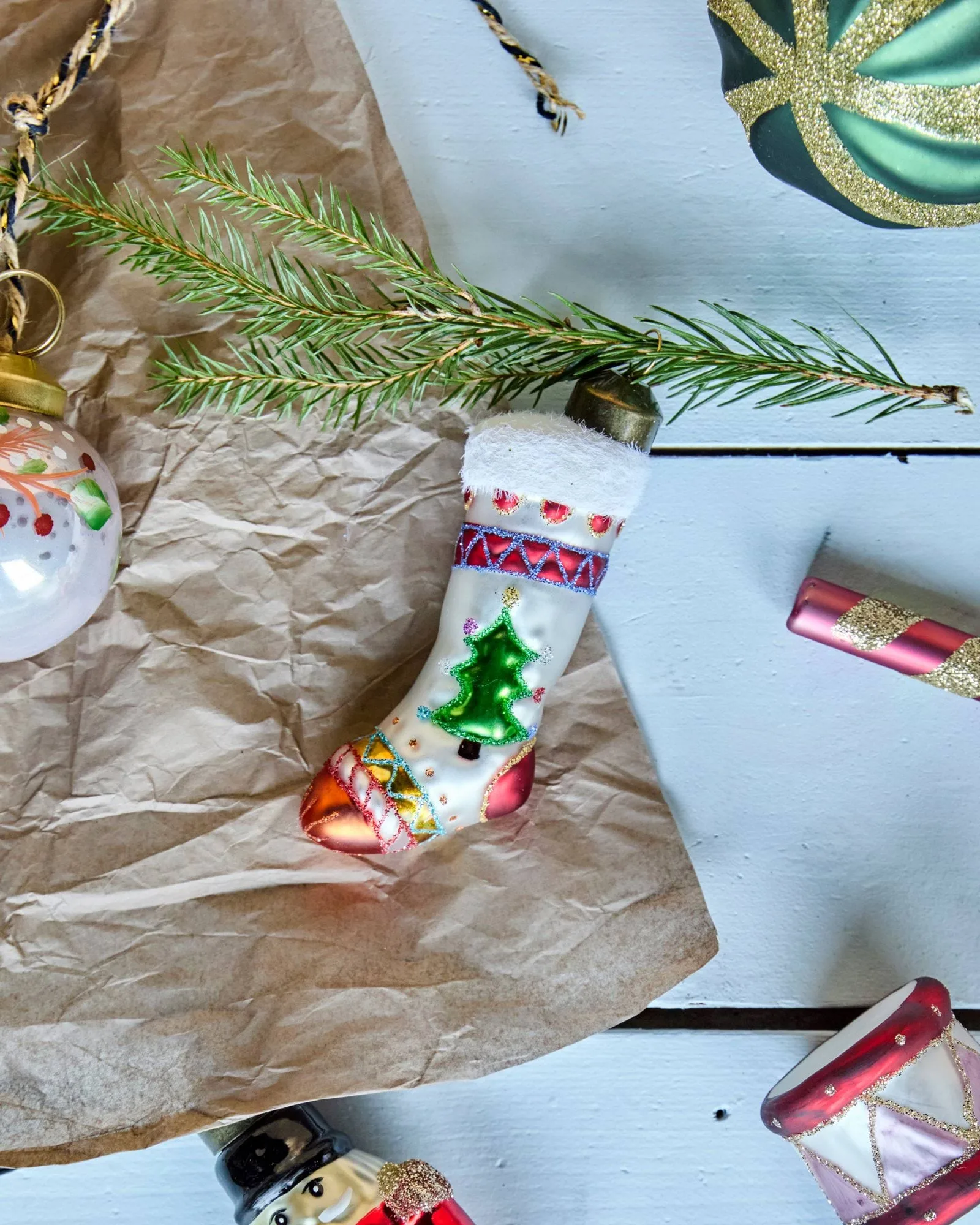 Stok Christmas stocking ornament, 4-pack, Red, white House Doctor