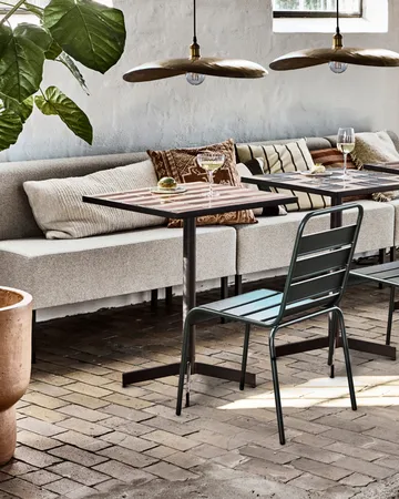 Stripe café table 62x62 cm - Dusty rose-beige - House Doctor