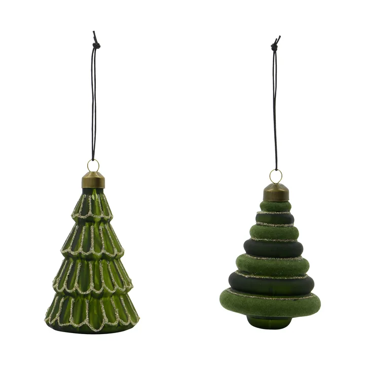 Tree Christmas ornament 2 pieces - Green - House Doctor