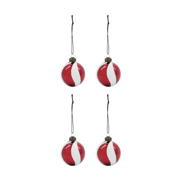 Twister Christmas tree bauble Ø6 cm 4-pack - White-red - House Doctor