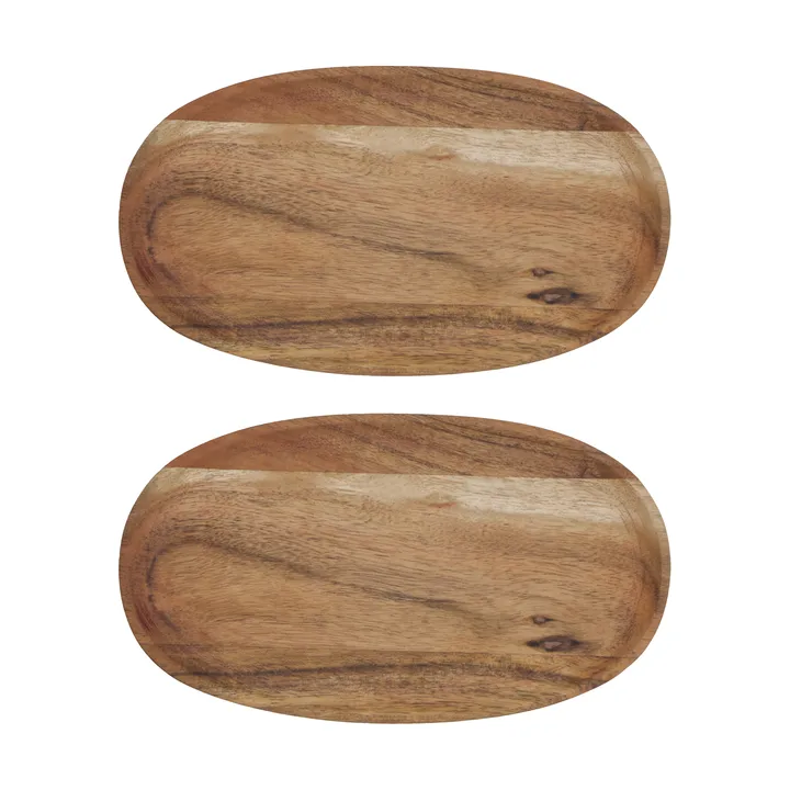 Wood tray 12.5x22.5 cm 2-pack - Nature - House Doctor