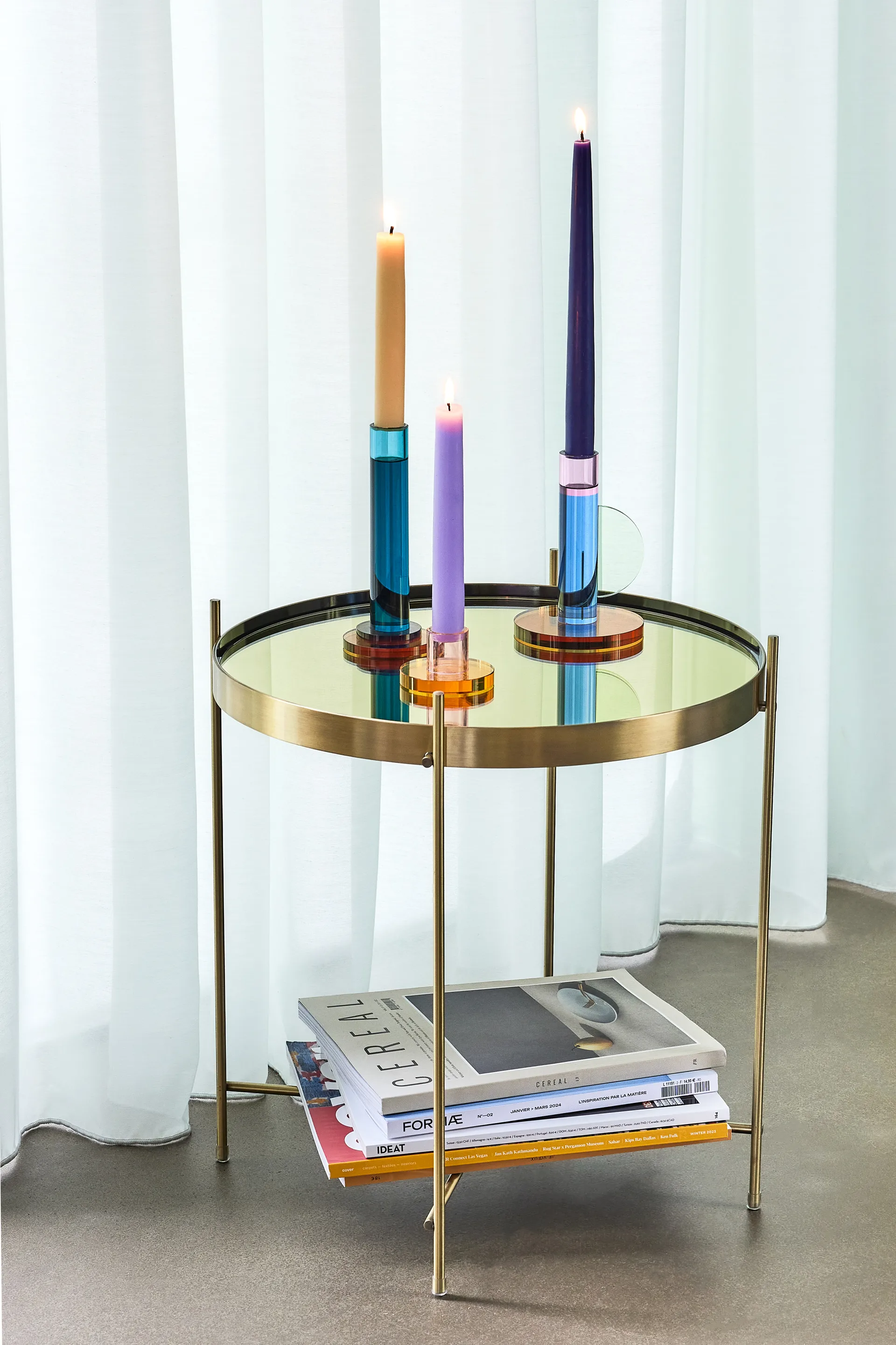 Astra candle holder small, Pink-orange Hübsch