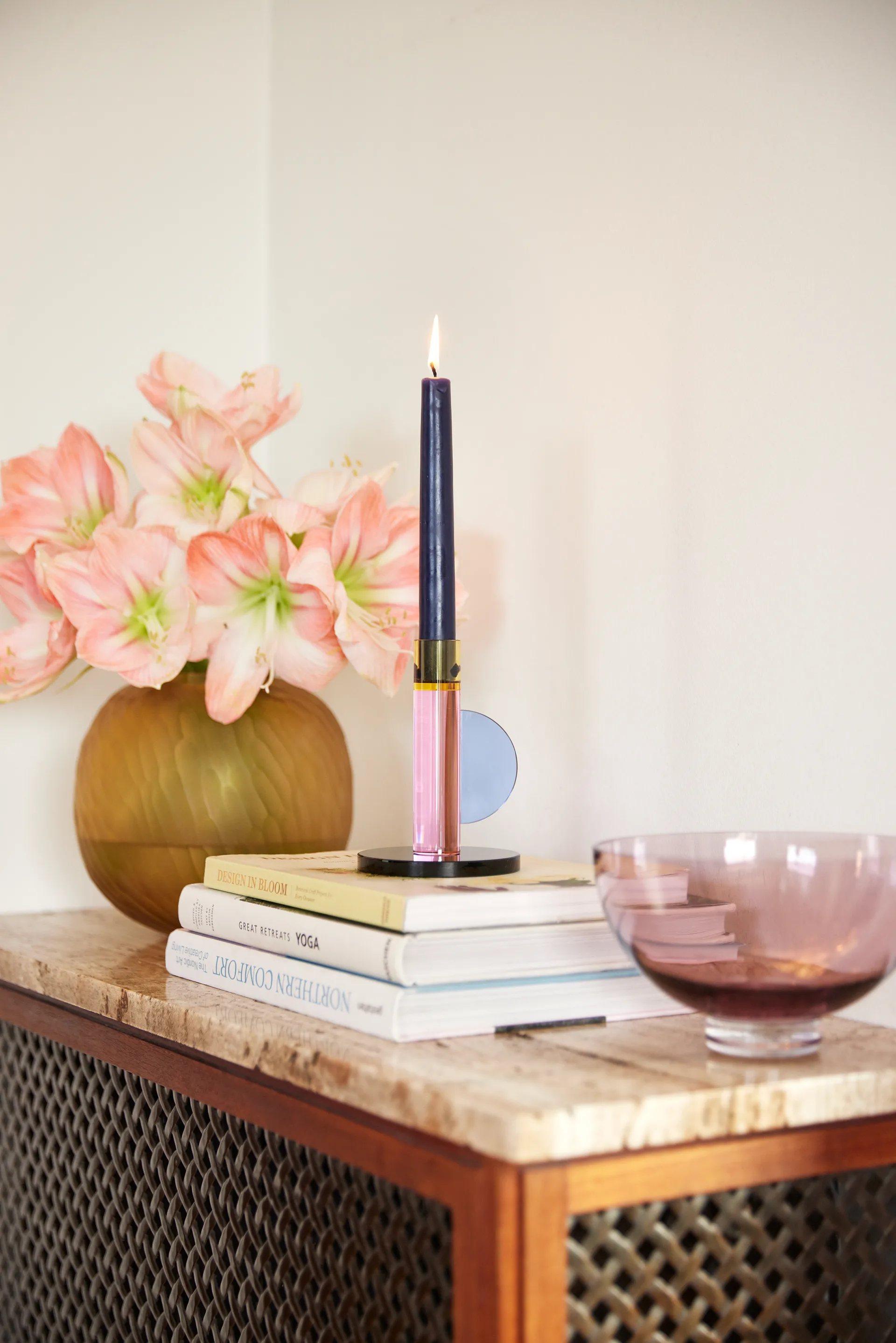Astro candleholder, Pink Hübsch