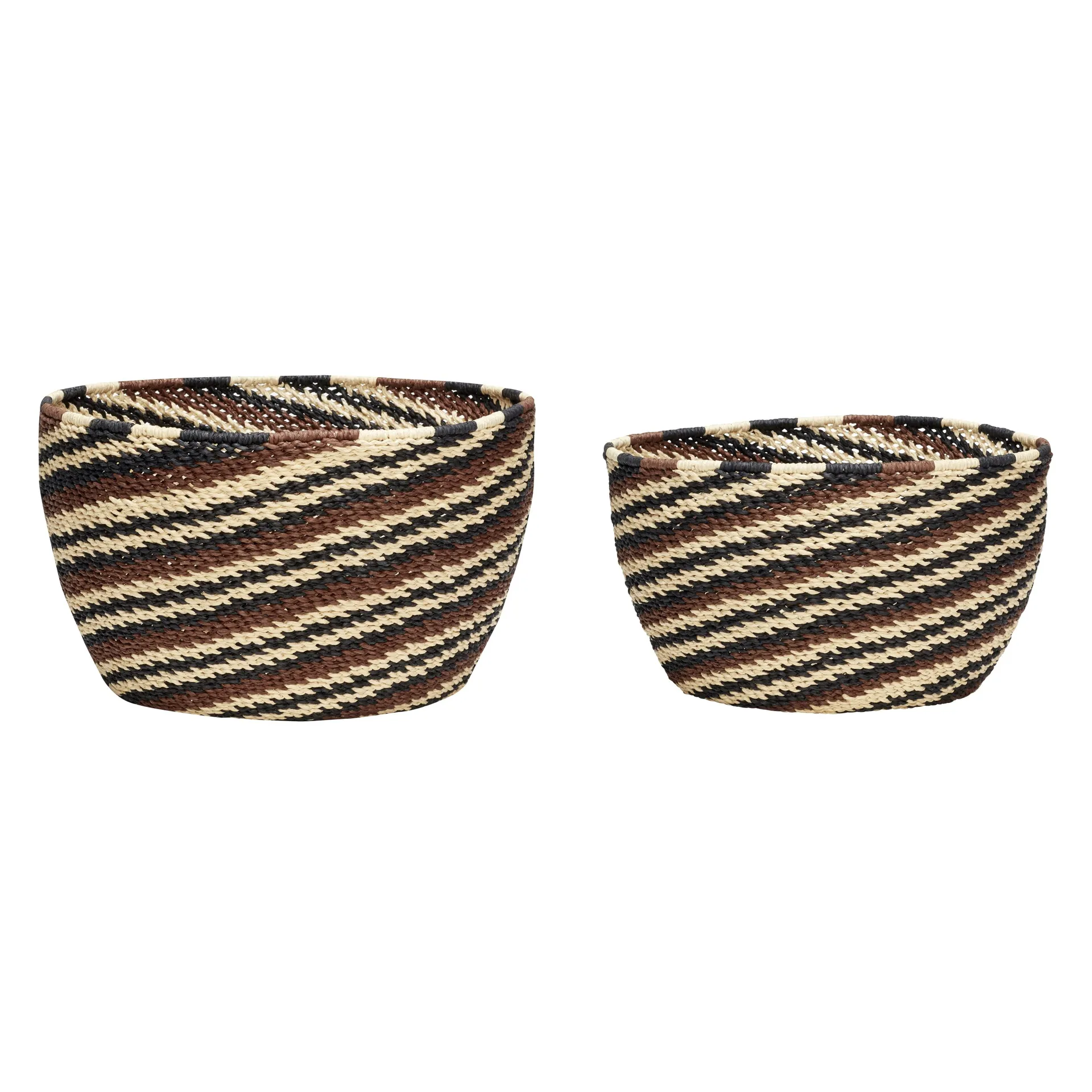 Basket round 2-pack, Black-brown-nature Hübsch