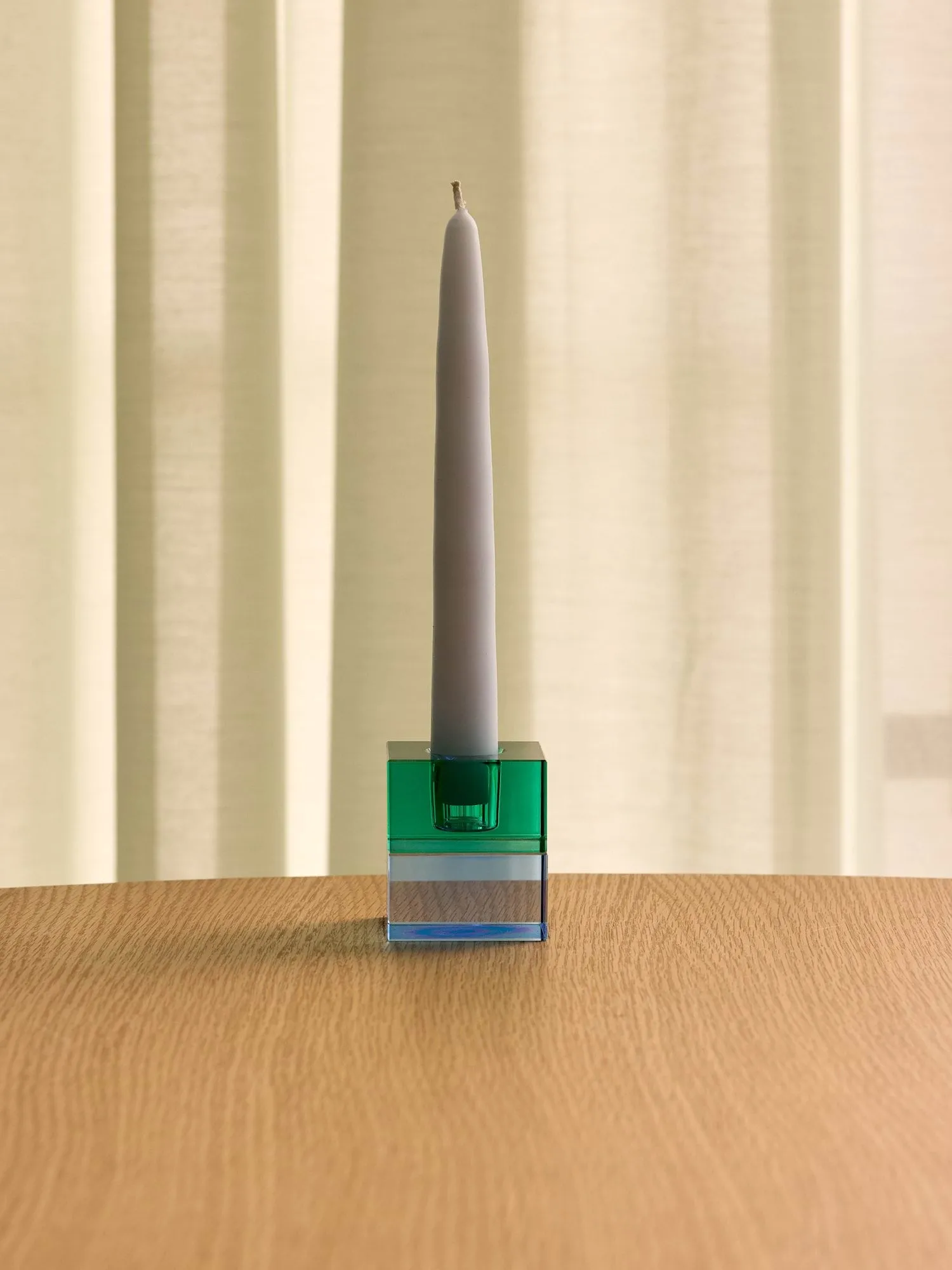 Block candle holder, 2 pieces, Green-blue, orange-green Hübsch