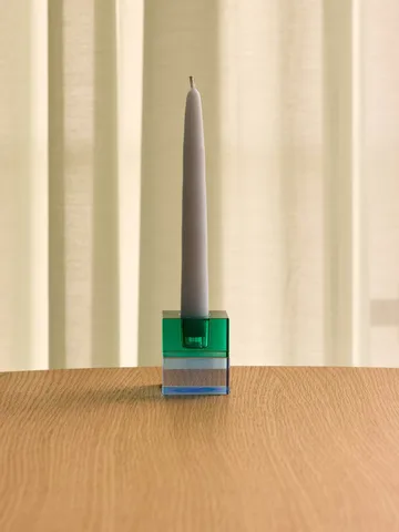 Block candle holder, 2 pieces - Green-blue, orange-green - Hübsch
