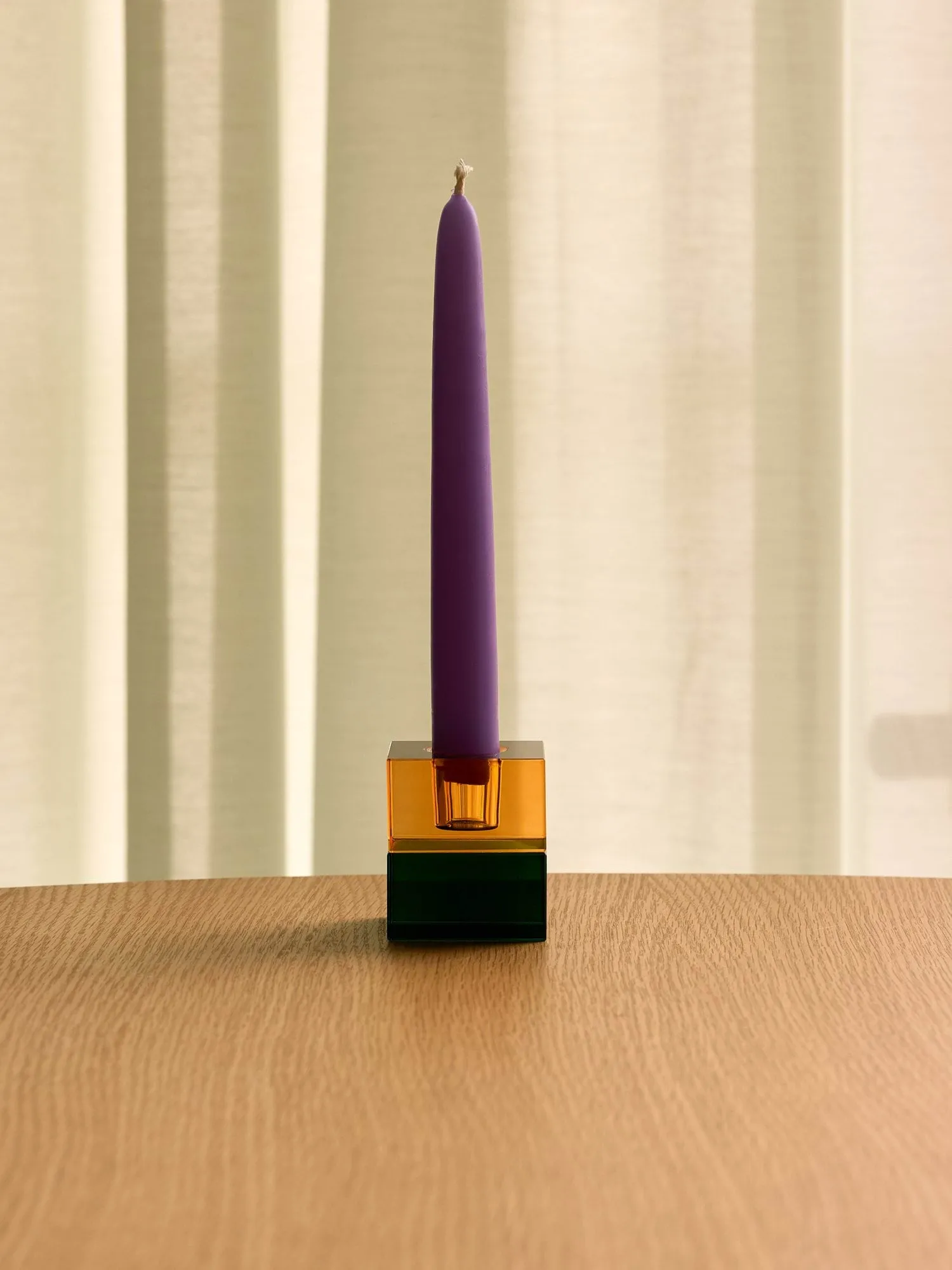 Block candle holder, 2 pieces, Green-blue, orange-green Hübsch