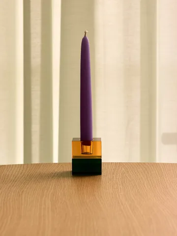 Block candle holder, 2 pieces - Green-blue, orange-green - Hübsch