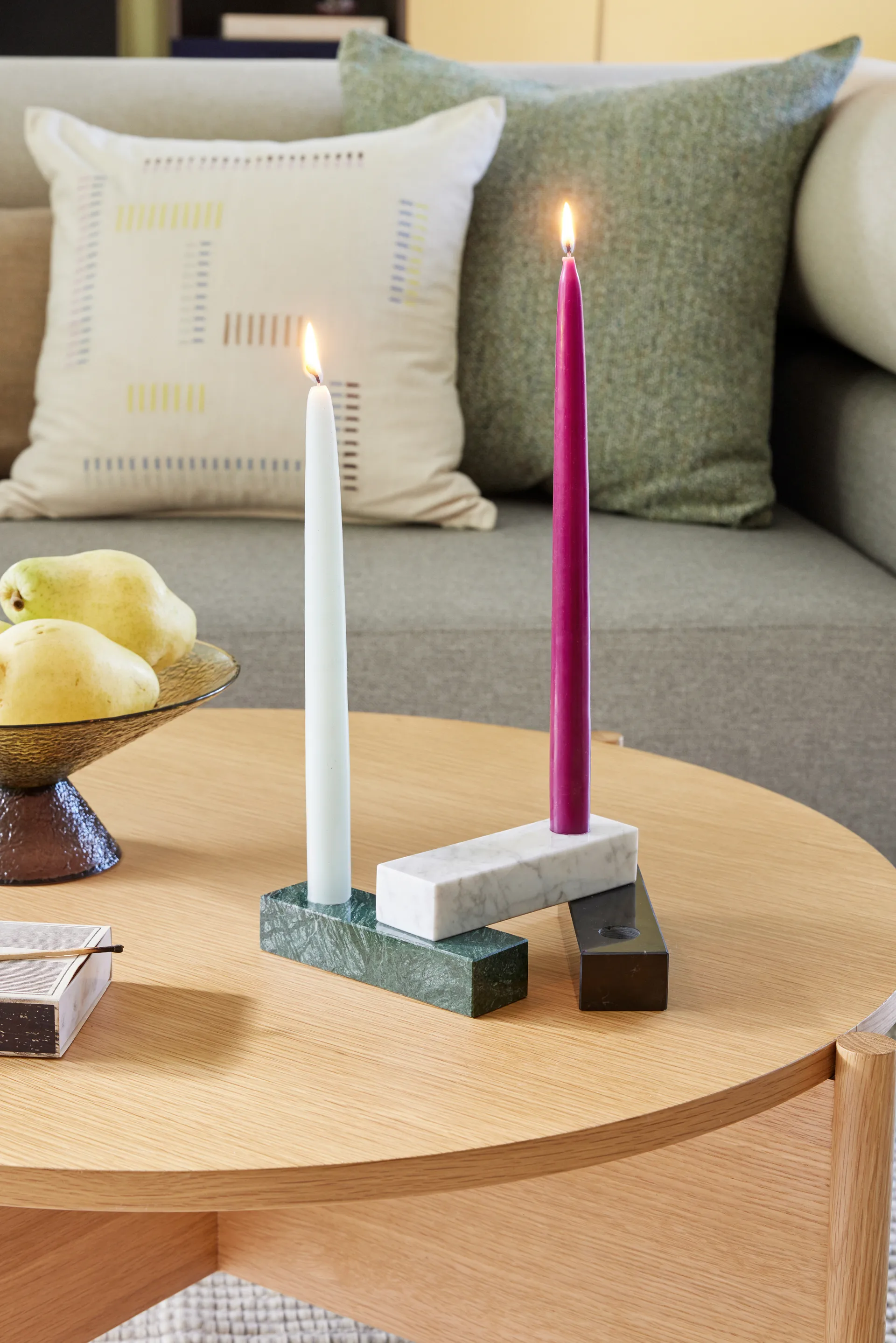 Brick candle holder, White Hübsch