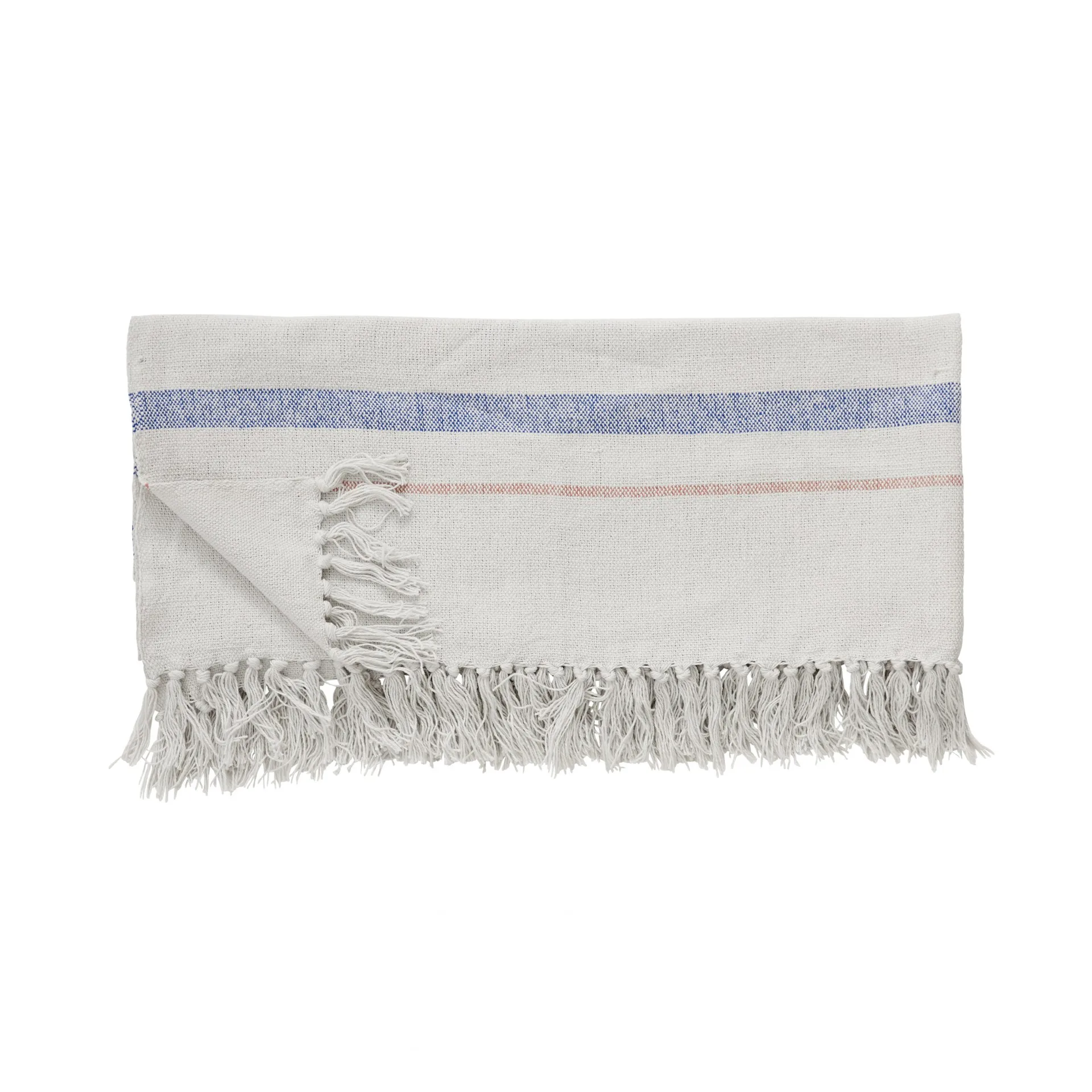 Cotton throw 140x200 cm, Beige-blue-red Hübsch