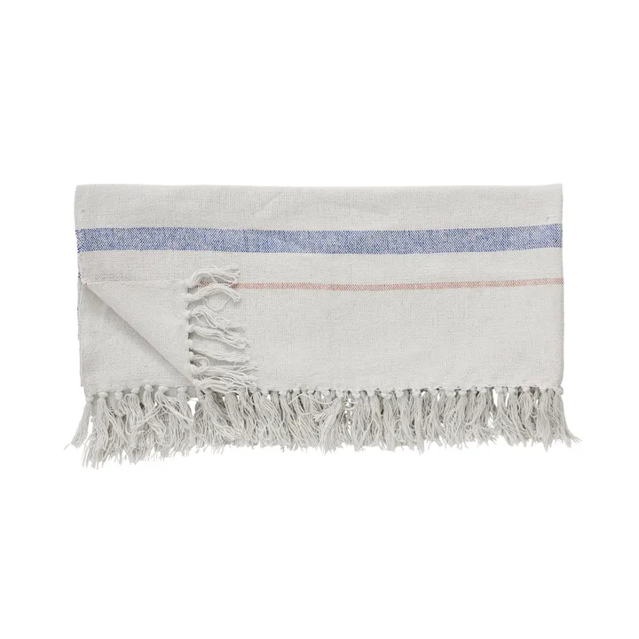 Cotton throw 140x200 cm - Beige-blue-red - Hübsch