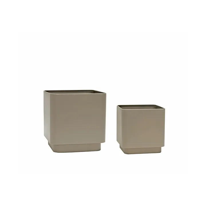 Cube pot set 2 pieces - Brown - Hübsch