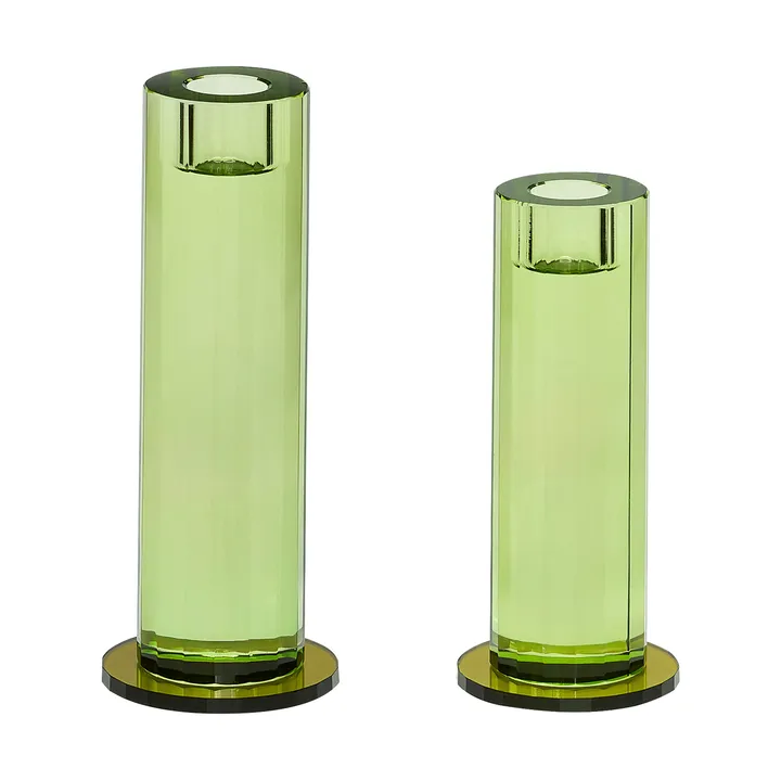 Cut candle holder 2 pieces - Green - Hübsch