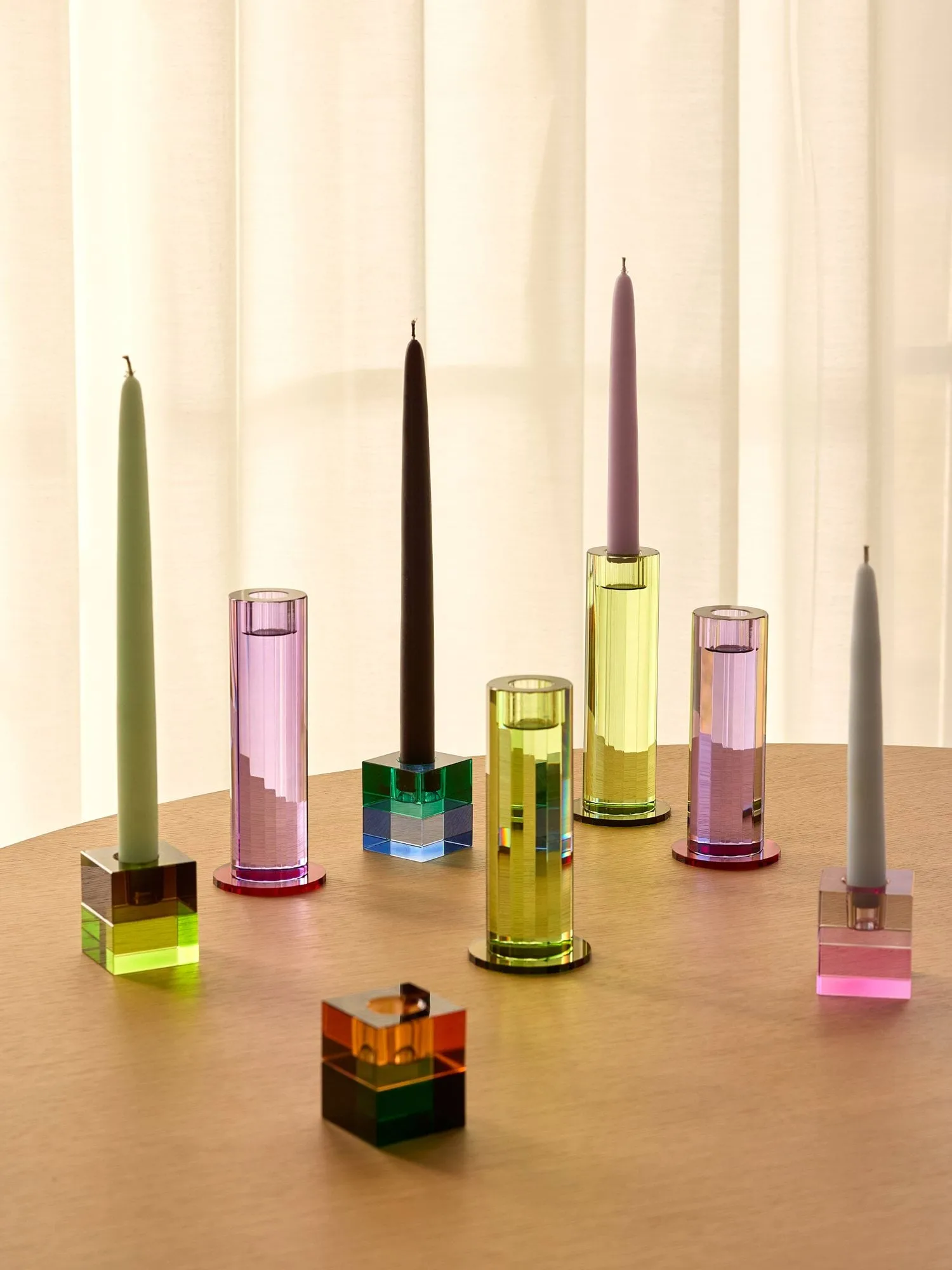 Cut candle holder 2 pieces, Green Hübsch