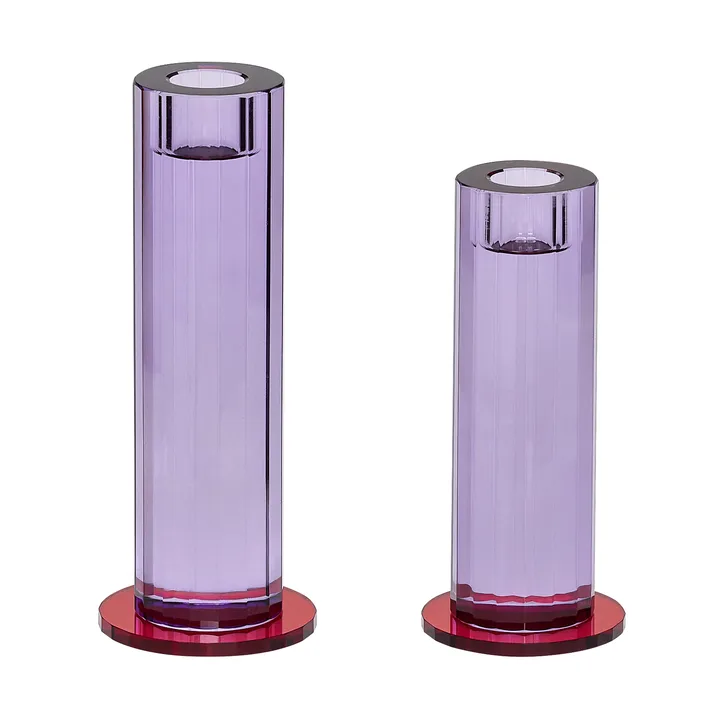 Cut candle holder 2 pieces - Purple - Hübsch