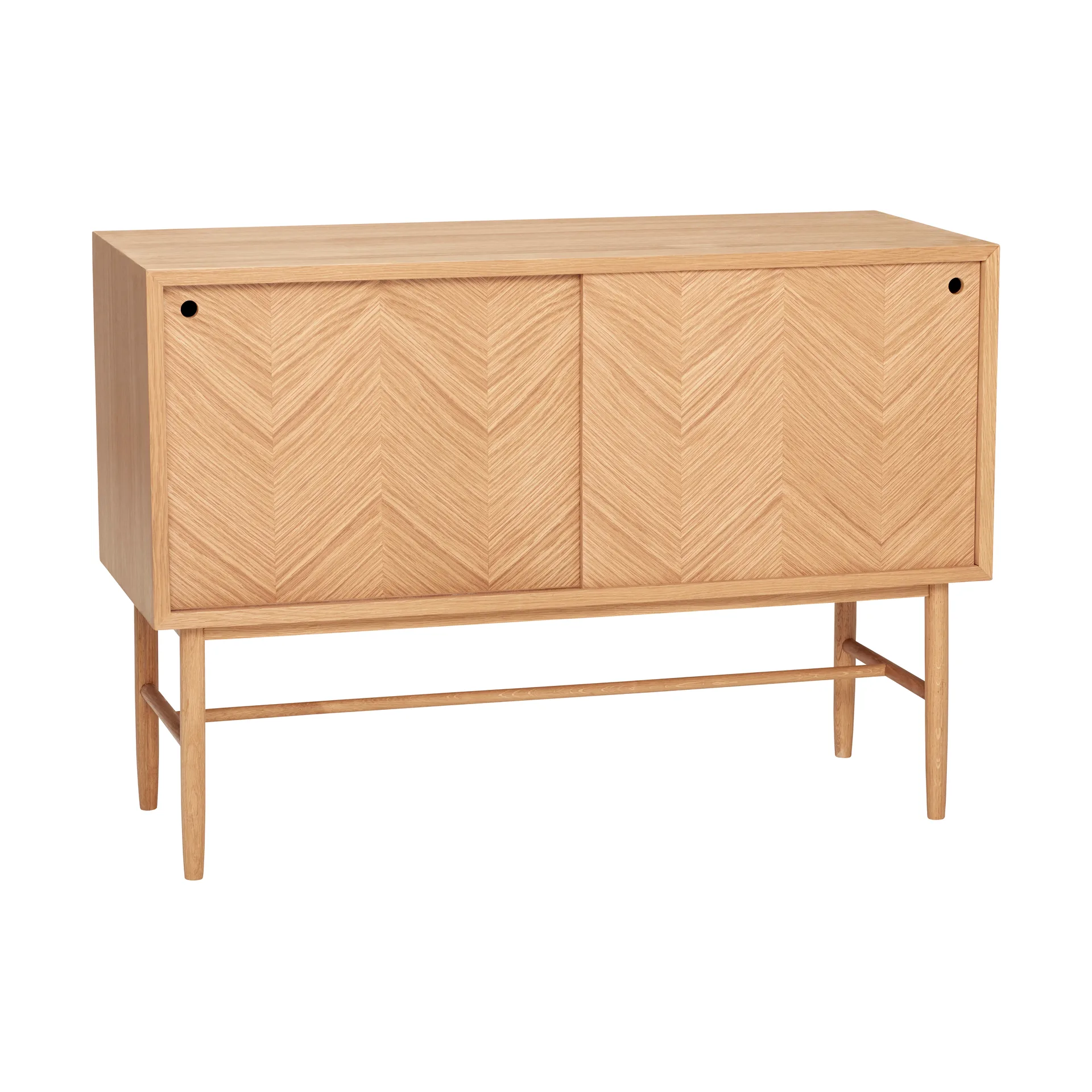 Herringbone dresser with sliding doors, Oak Hübsch