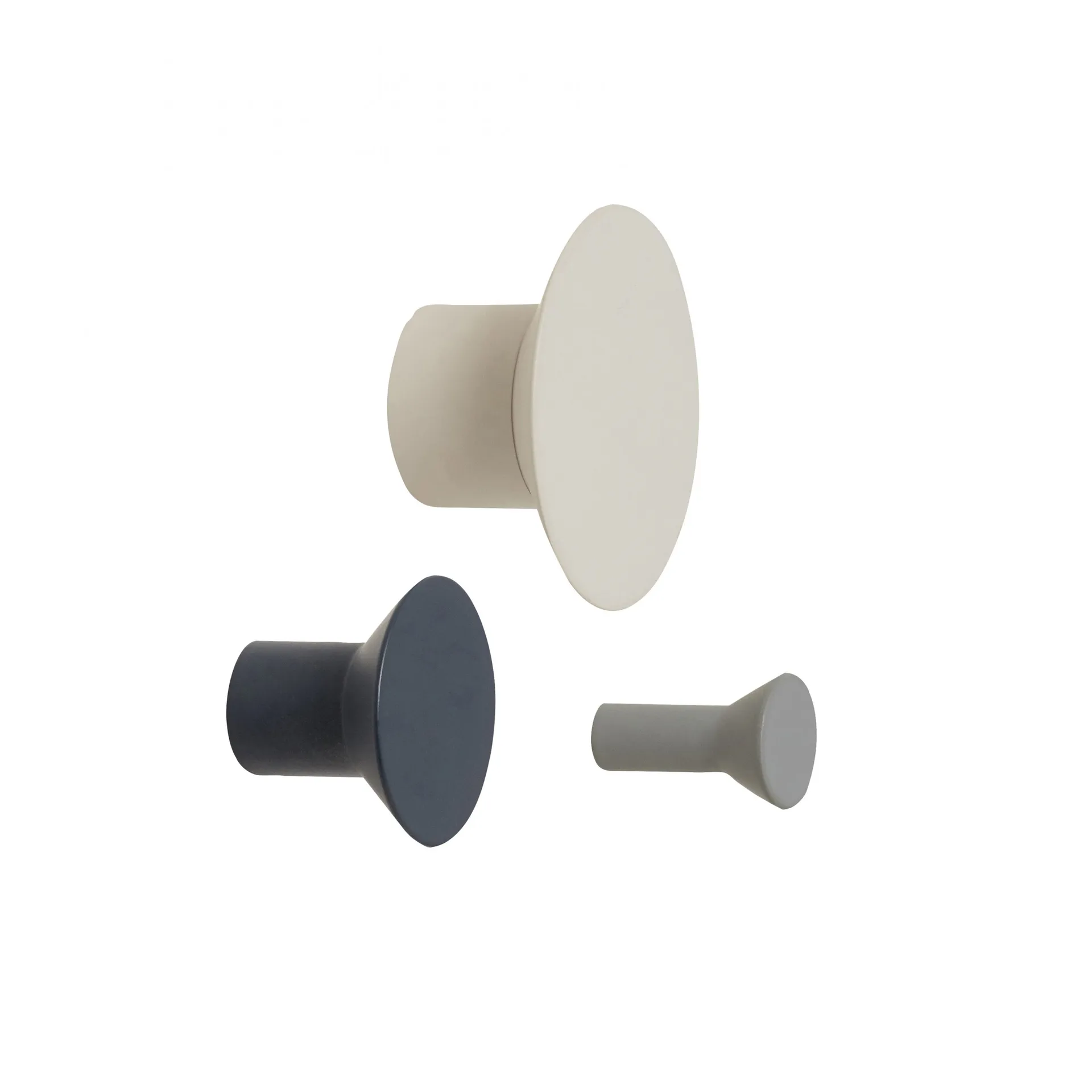 Knob 3-pack, Metal-light gray-dark gray Hübsch