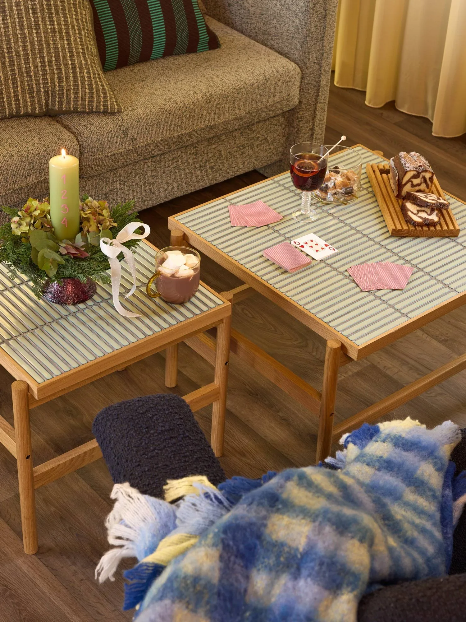 Loom throw blanket, Blue, 140x200 cm Hübsch