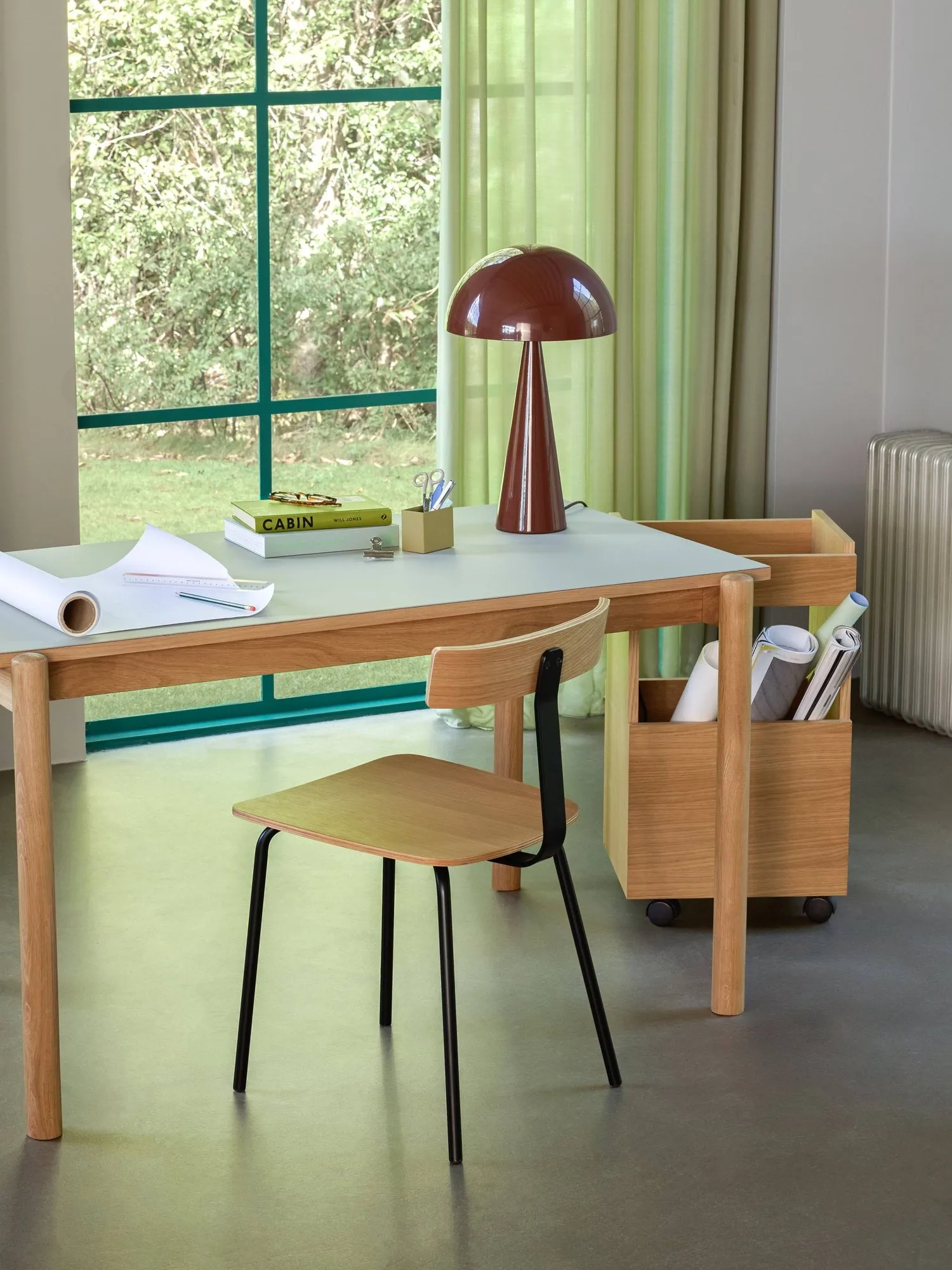 Mush table lamp, Brown, tall 50 cm Hübsch