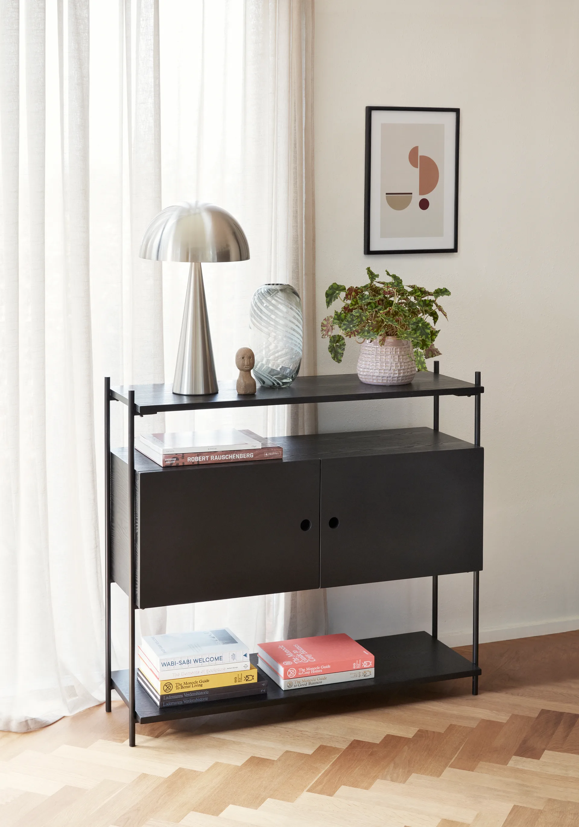 Mush table lamp, Nickel, tall 50 cm Hübsch