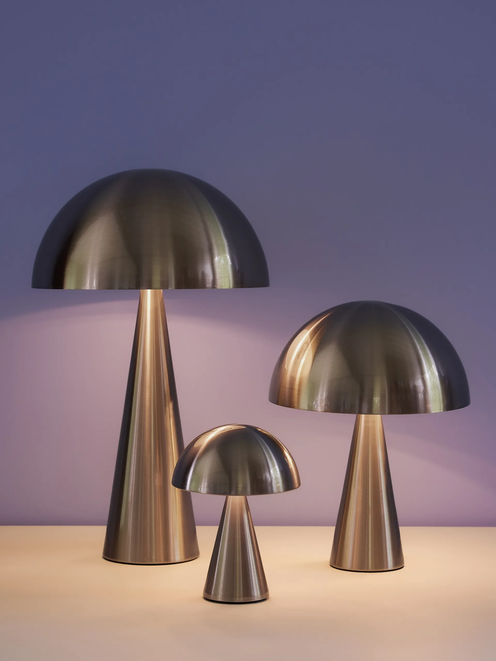 Mush table lamp, Nickel, tall 50 cm Hübsch
